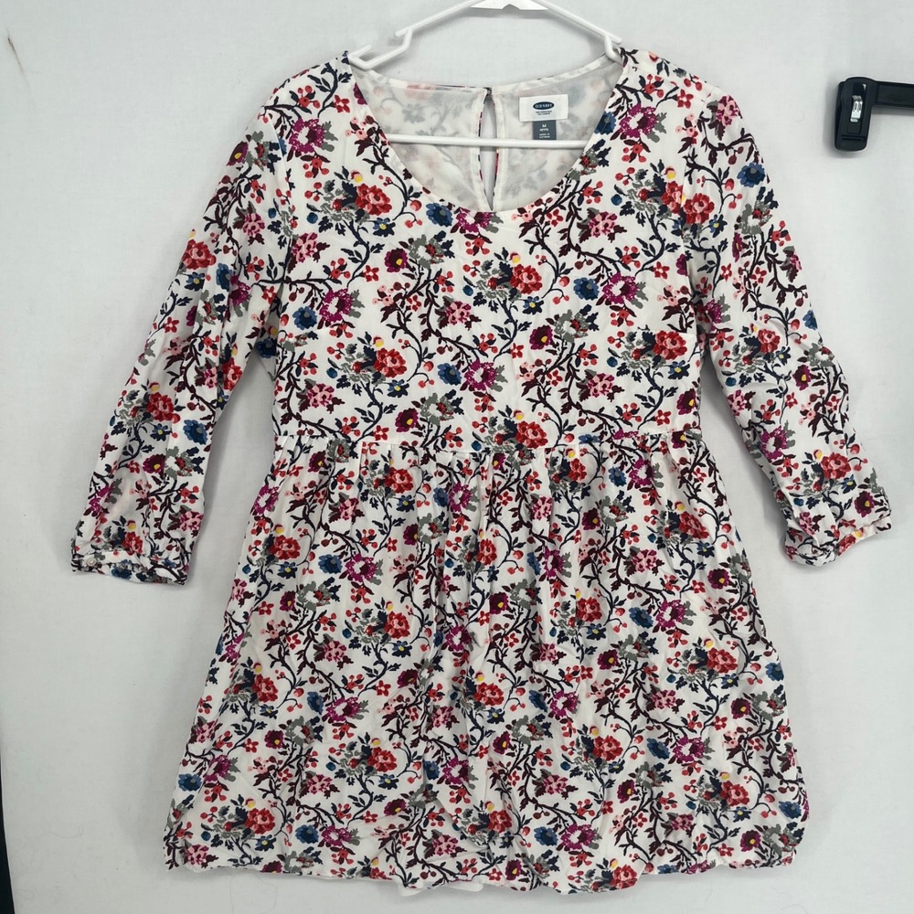 Old Navy Floral Fit and Flare Dress Petite Medium Long Sleeve Multi-Color Rayon